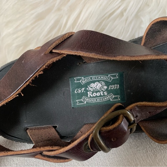 Vintage Roots Woven Brown Leather Buckle Sandals - Picture 5 of 13